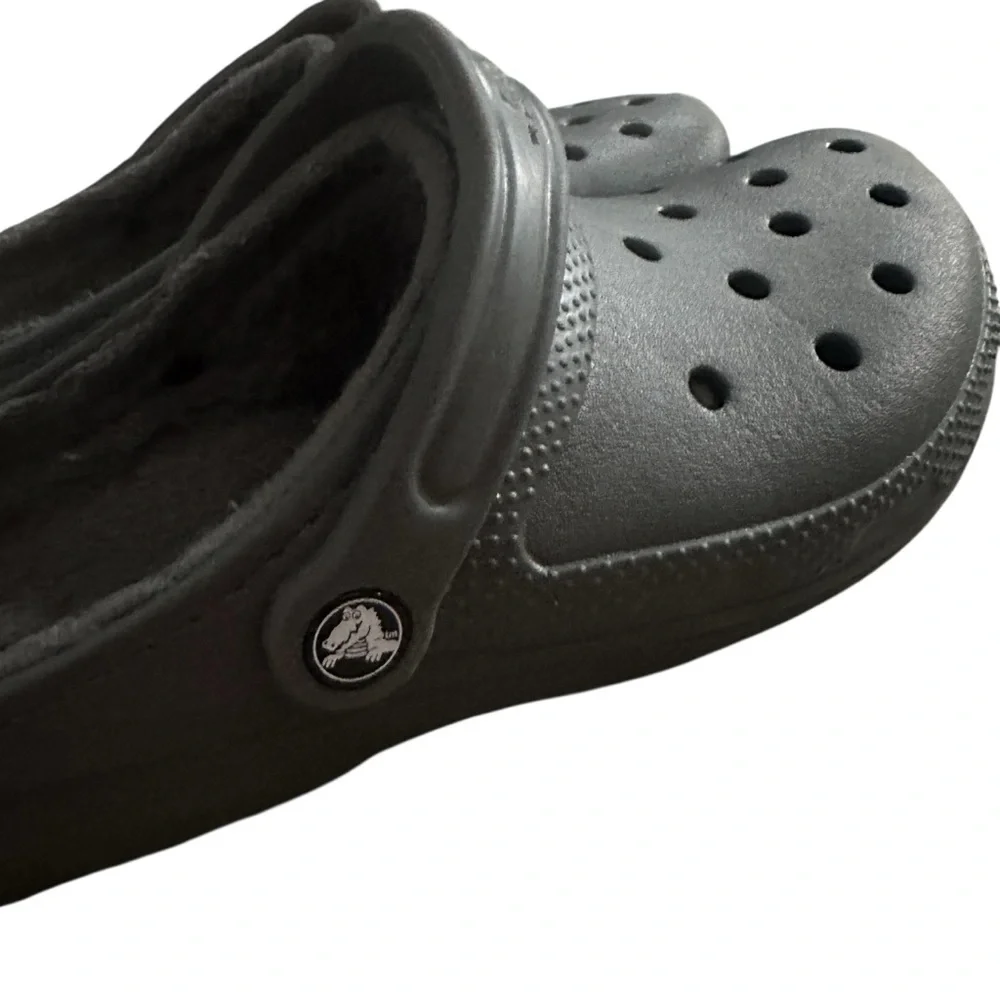 Crocs Lined Slip‎ on Shoes Dark Gray Clogs Men 8 Women 10